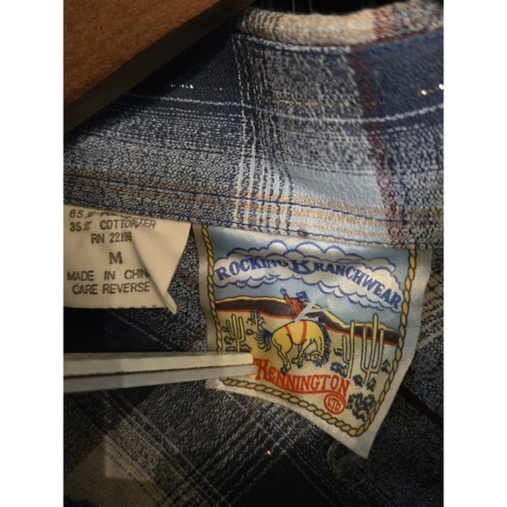 Vintage Rocking K Ranchwear Medium, Plaid, Sparkling Snap Up Rodeo ,Ranch , - Picture 3 of 6